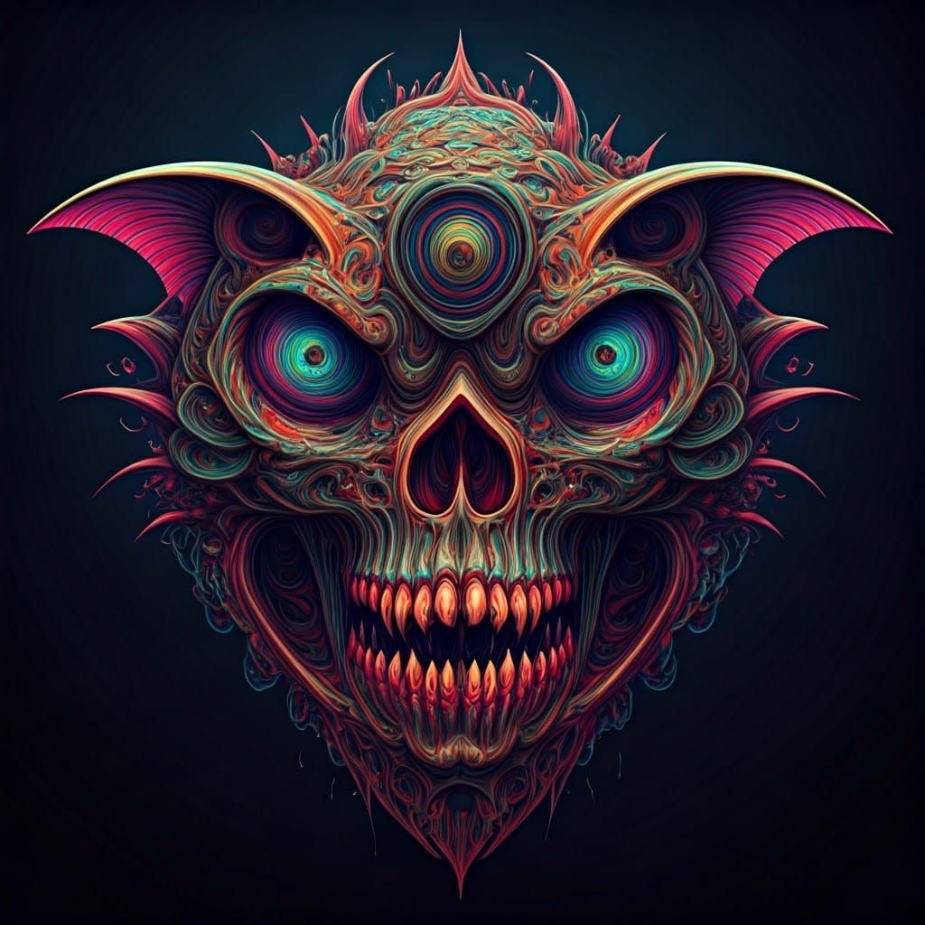 Psychedelic Bat Crown in Foggy Swamp