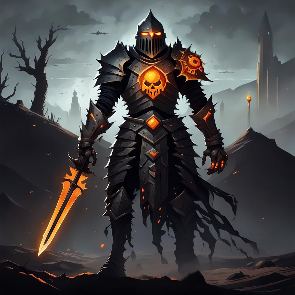 Undead Knight with Glowing Eyes in Desert