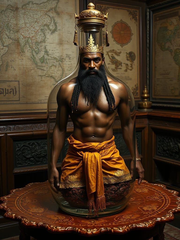 African Genie Trapped in Ancient Bottle