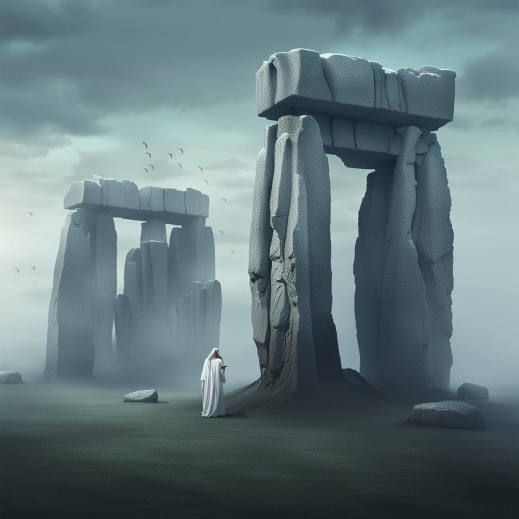 Druid at Ancient Stone Henge in Digital Painting