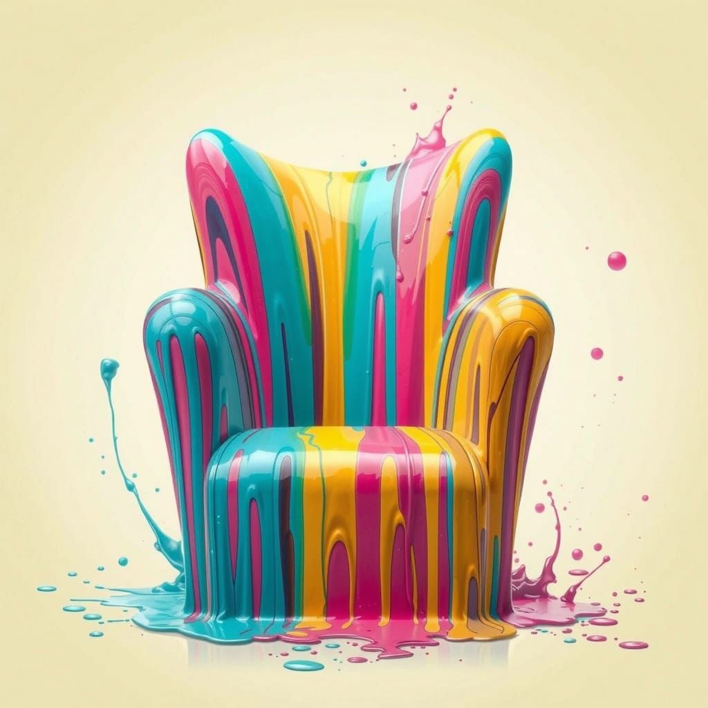 Psychedelic Armchair Sculpture in Vibrant Colors