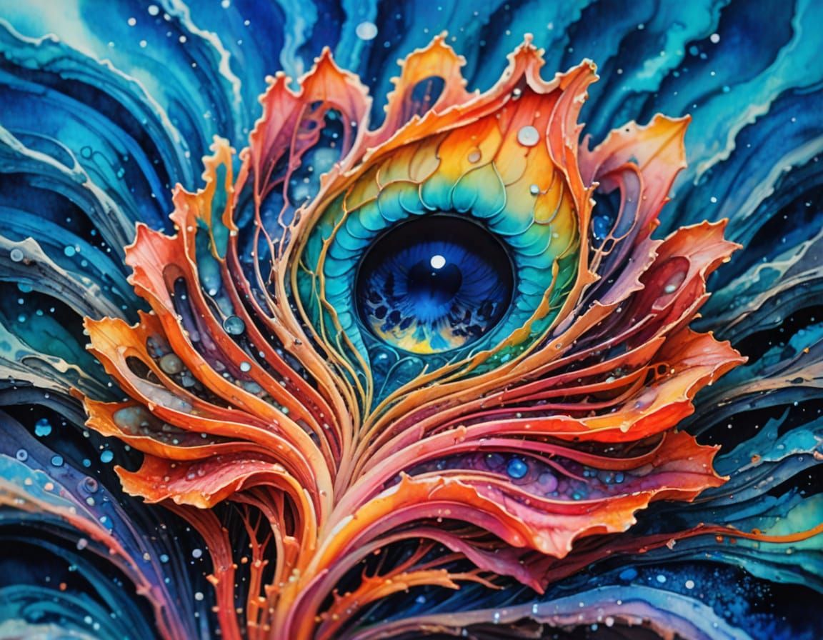 Watercolor Sunset Waves and Storms: A Fantasy Artscape