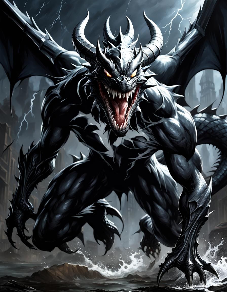 Symbiote Dragon in Liquid Splash Art Style
