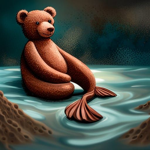 Chocolate Teddy Bear Mermaid on Coconut Flakes