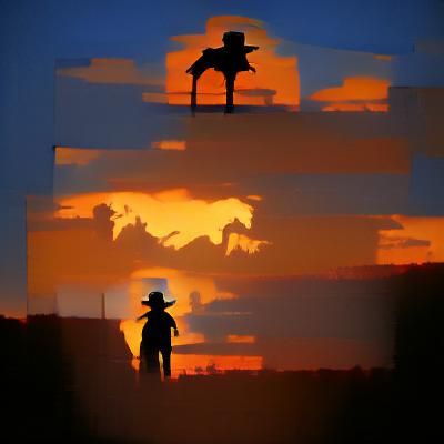 Cowboy Silhouette at Sunset