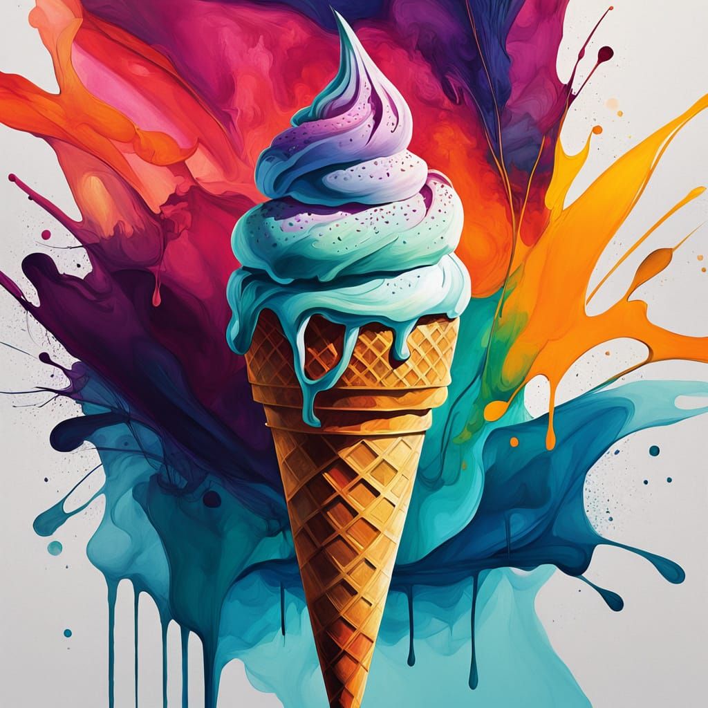 Abstract Expressionism: Melting Ice Cream Cone Masterpiece