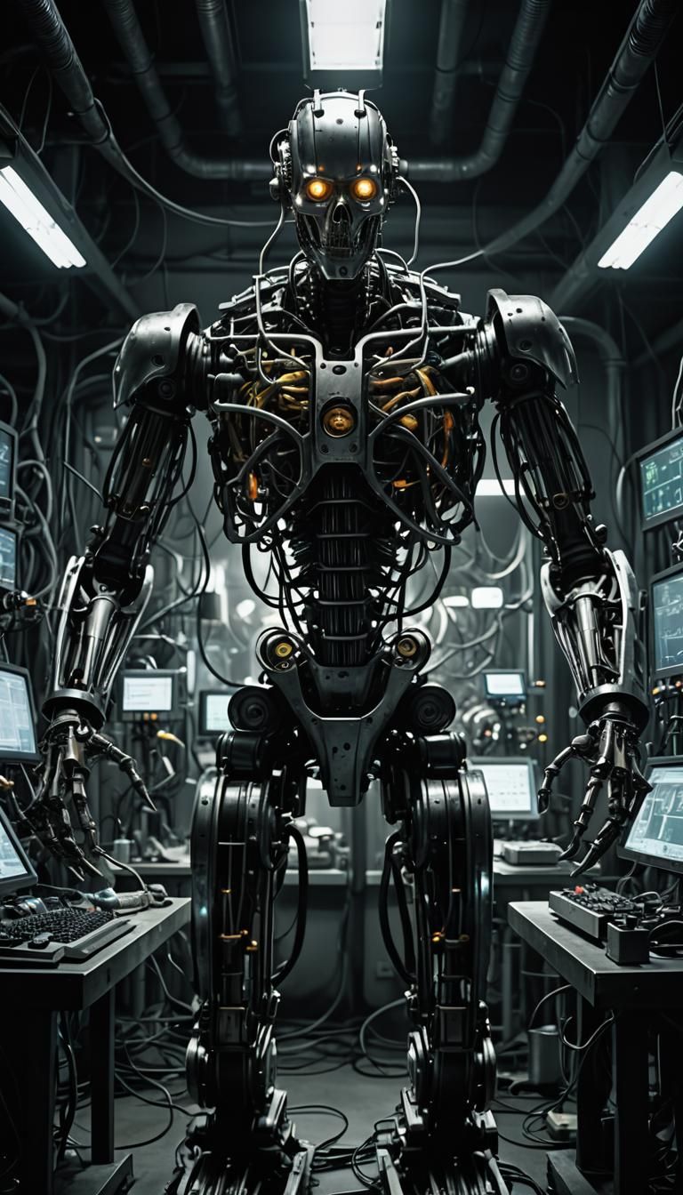 Biomechanical Robot Medical Test in Dark Academia Style