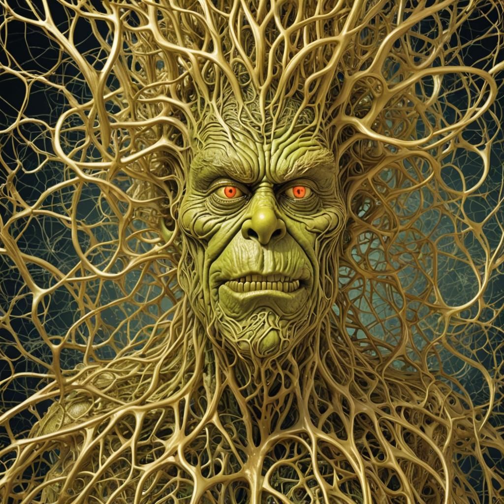 Golden Filament Grinch in Maximalist Style