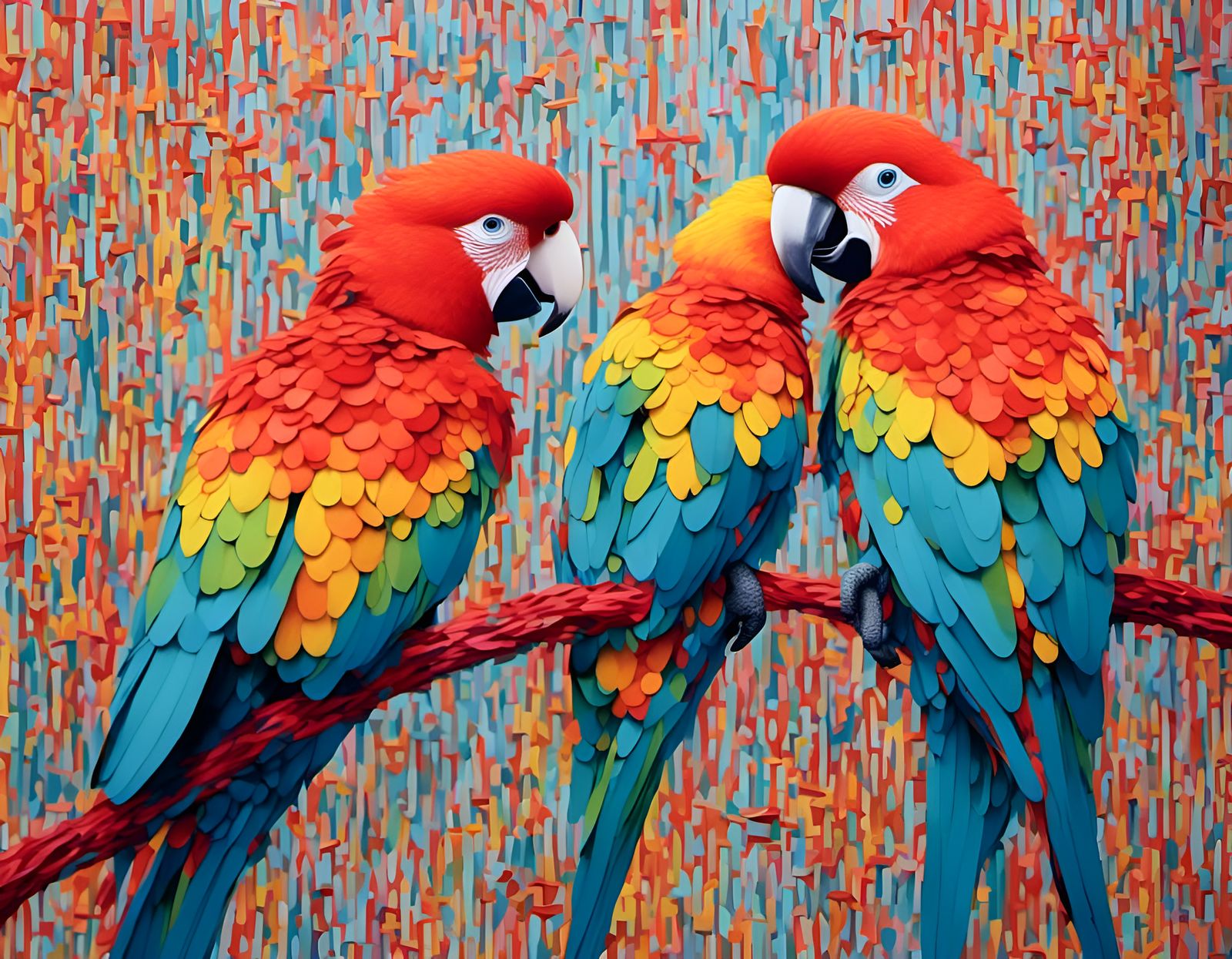 AI-Generated Parrot: Detailed Textures