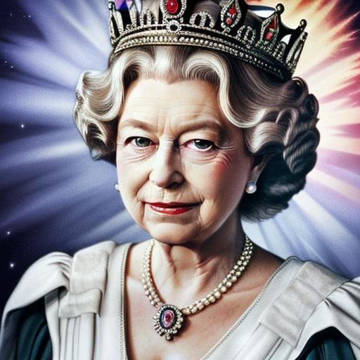 Queen Elizabeth II in Heaven: AI Generated Image