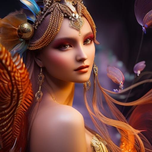 Holographic Mermaid in Underwater Goth Horror Style