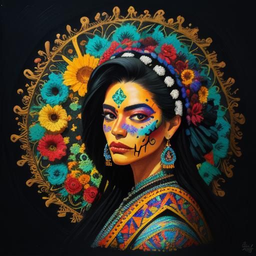 Vibrant Skulls and Flowers in Abstract Expressionism