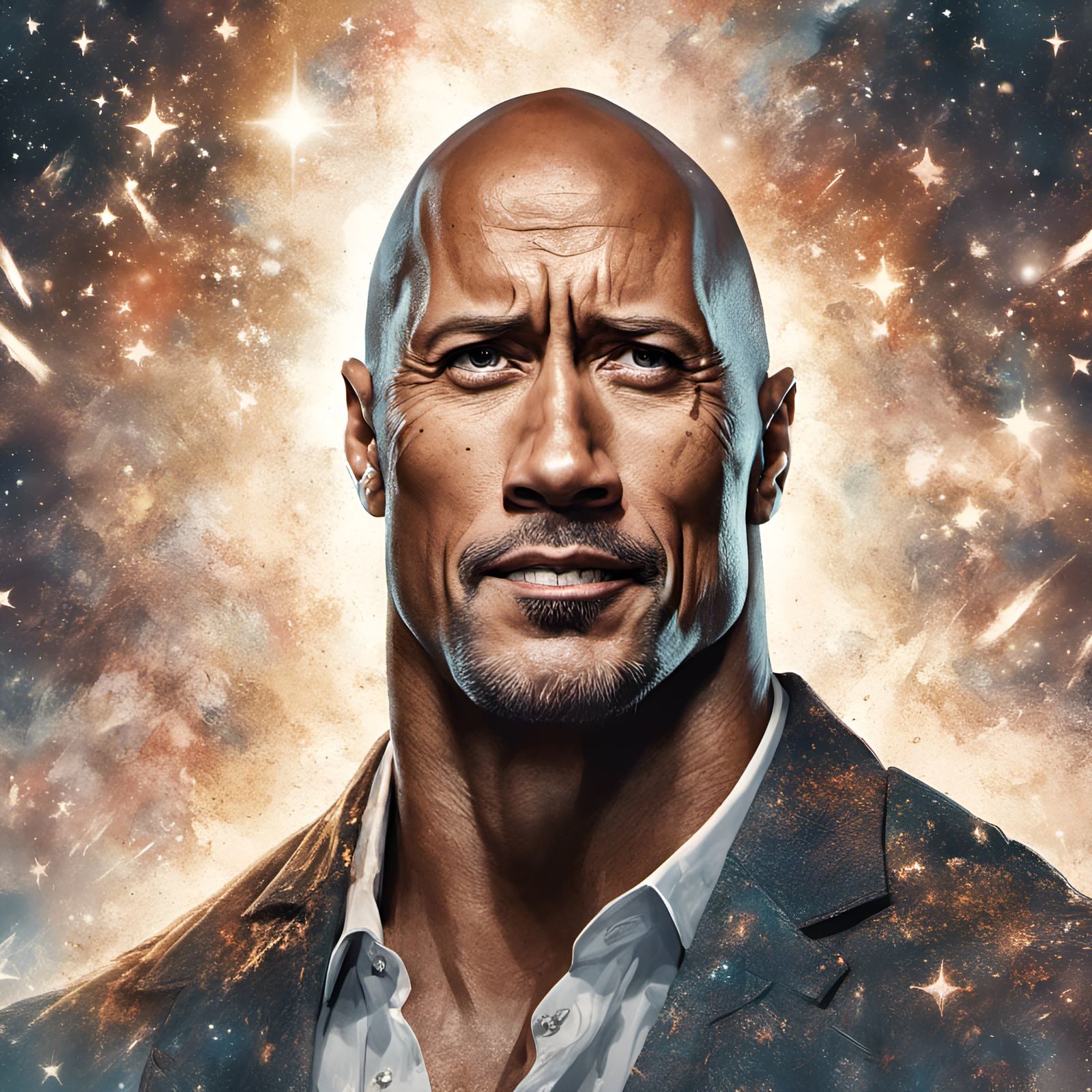 Dwayne Johnson Portrait in Digital Illustration Style