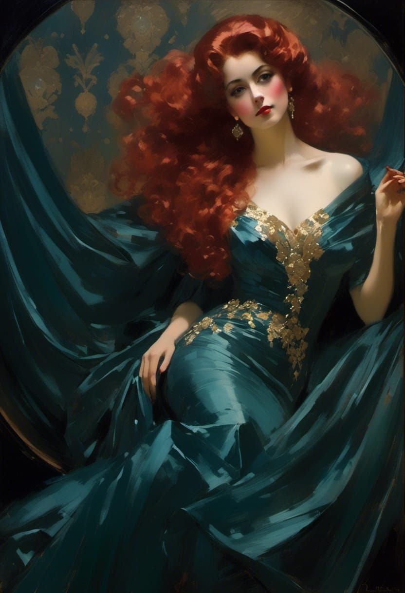 New Years Woman in Victorian Style