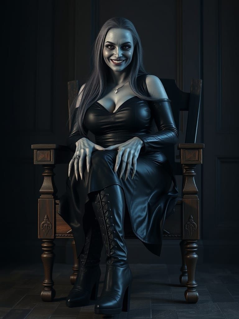 Scary Alien Woman in Gothic Dress