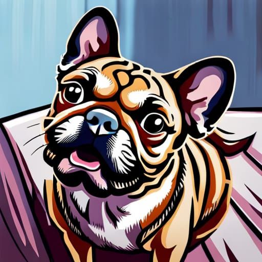 Pointillist Pug and Frenchie Silly Faces