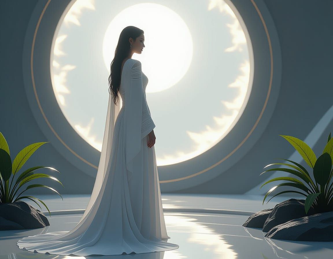 Woman in Ethereal Light, 3D Rendered