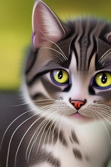 Adorable Baby Kitty Cat in Roses, Pixar Style