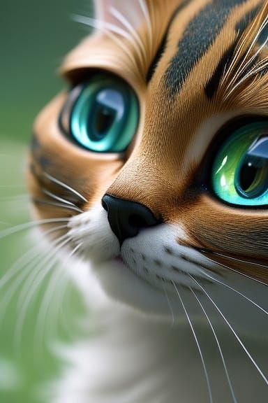 Charming Kitten with Big Eyes in Rose Garden