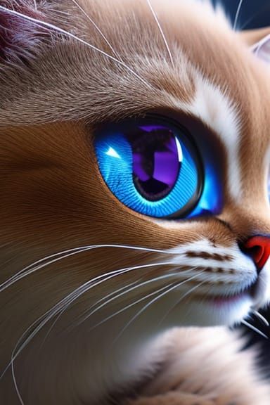 Charming Baby Kitty Cat with Big Eyes in Roses