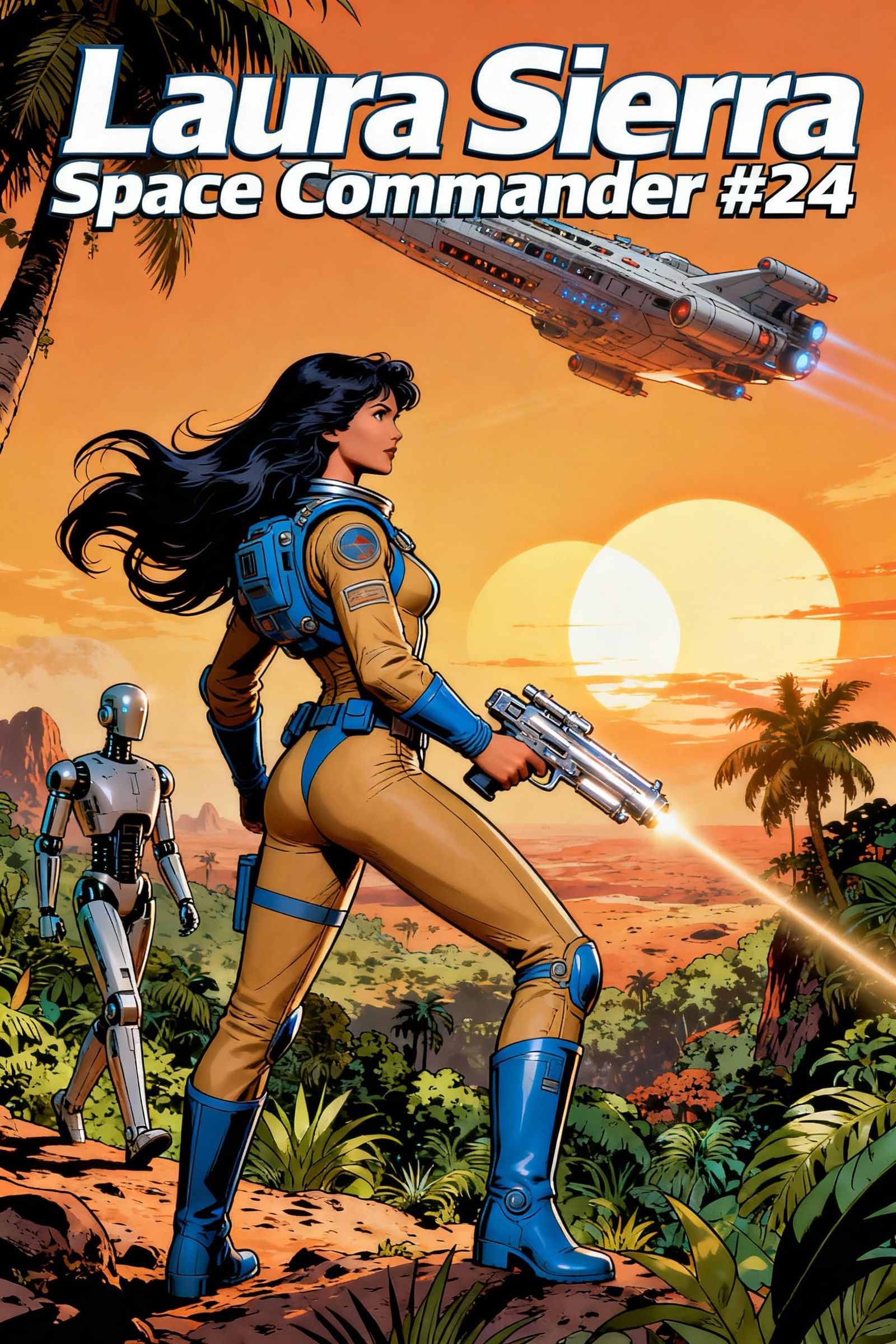 Laura Sierra Space Commander in Retro-Futuristic Jungle