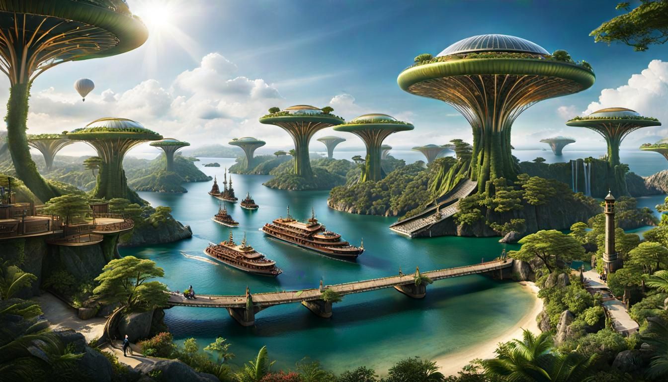 Seascape Solarpunk Metaverse