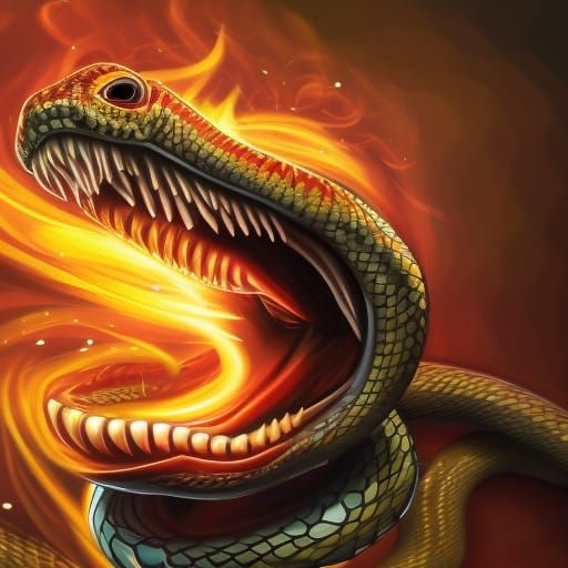 Hyperrealistic Serpent Fire with Fiery Breath