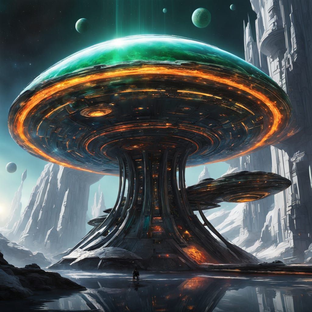 Sleek Metallic Starship Embodies Futuristic Wonder