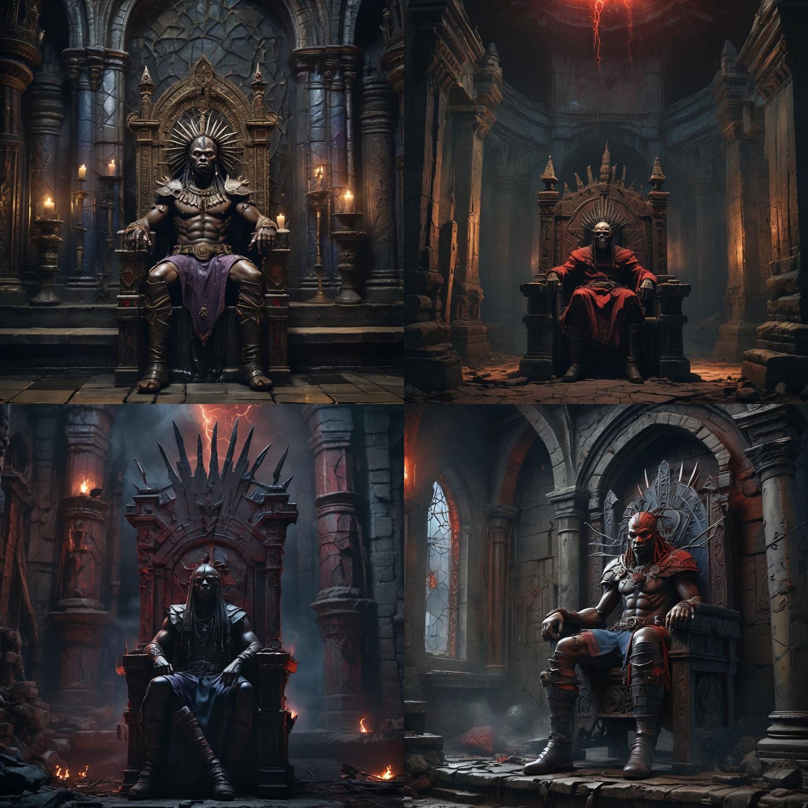 Voodoo Warrior on Throne in Abandoned Castle