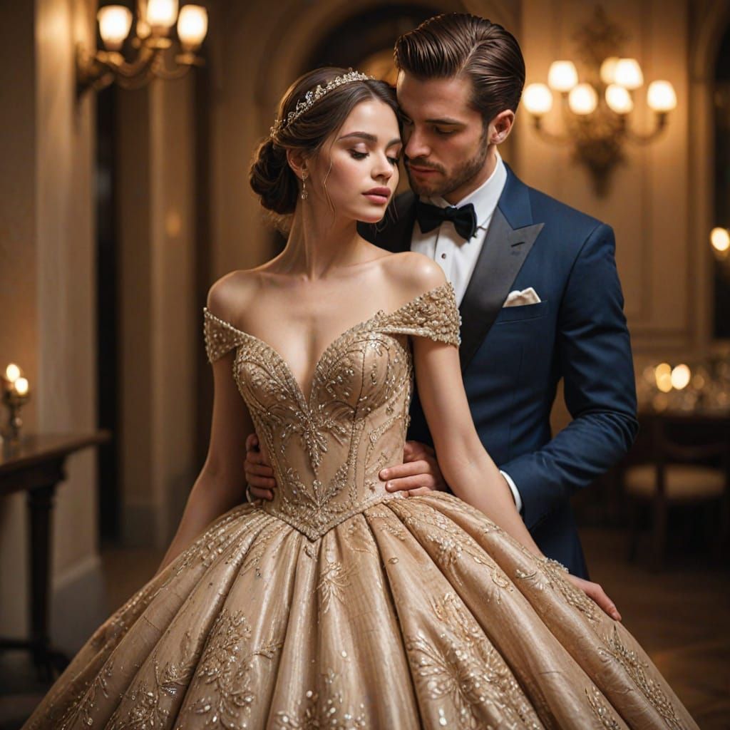 Sensual Ballroom Duo in Golden Light