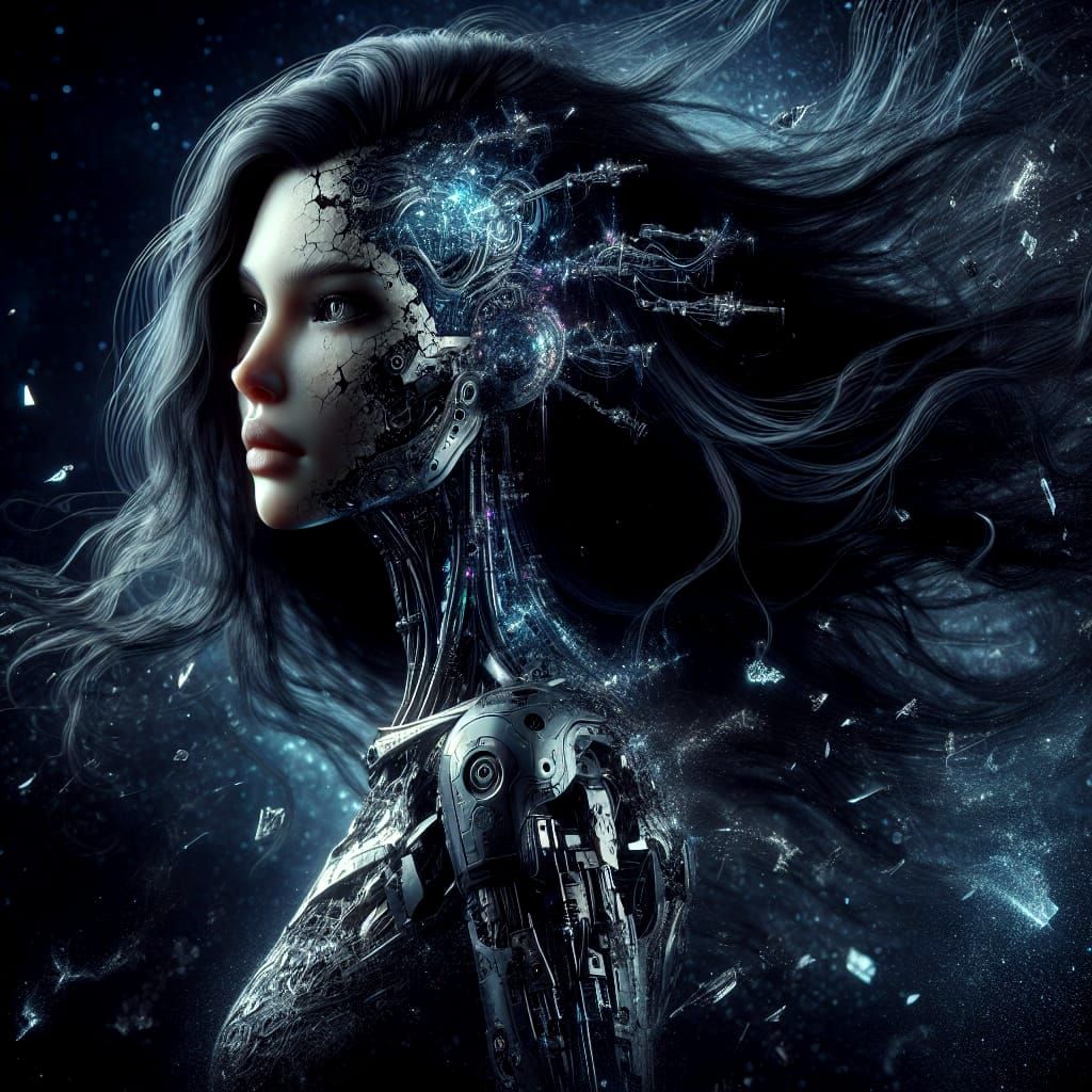 Cybernetic Goddess in Cosmic Void