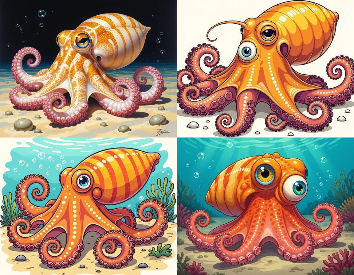 Bald Prawn Octopus Hybrid in Fantasy Art Style