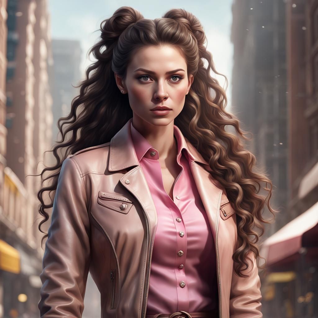 Detailed Portrait of Woman with Ponytail, Fantasy Art