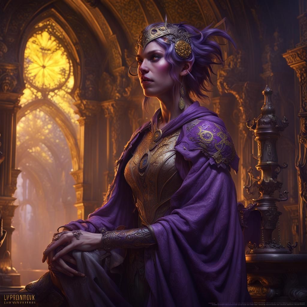 Fantasy Woman in Dark, Detailed Art Nouveau Style