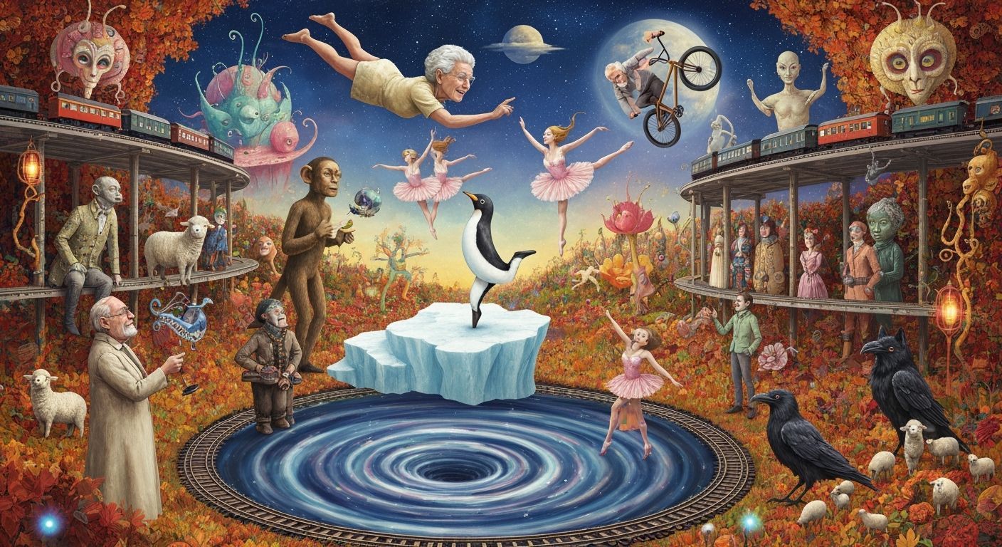Surreal Earth Whirlpool with Cosmic Ballet, Paper Collage
