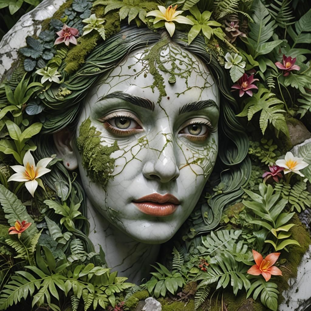 Hyperrealistic Marble Carving of Iranian Woman