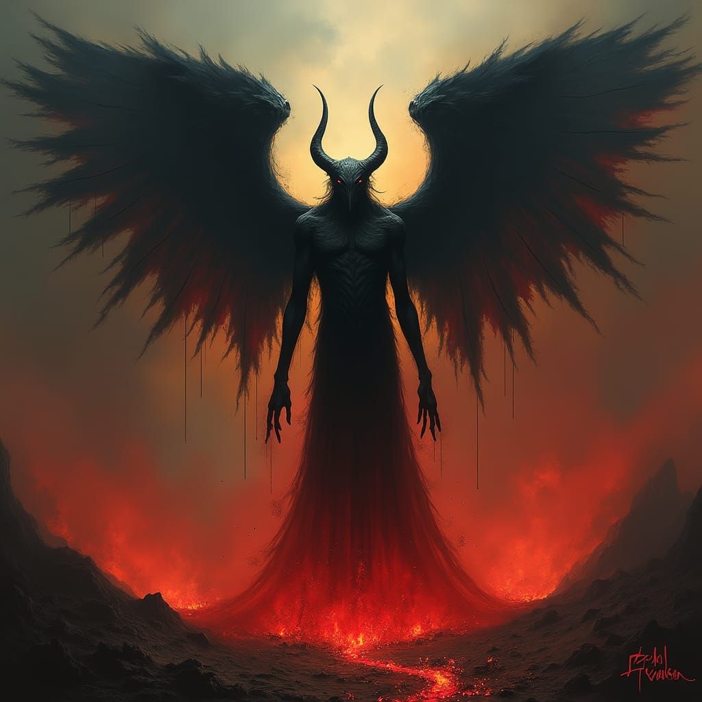 Ominous Semyaza in Hell, Inspired by Surreal Art