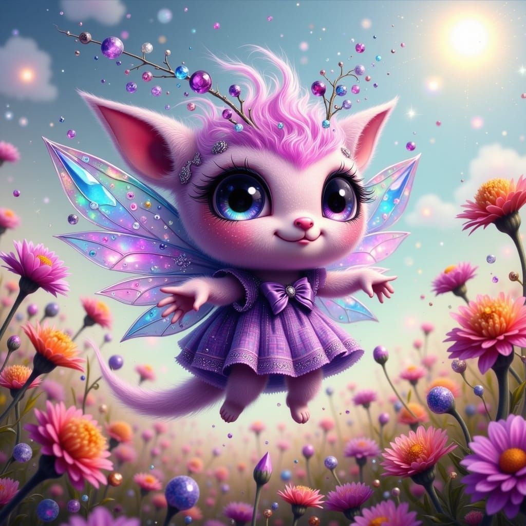 Sparkling Fairy Punk Fae in Purple Gingham