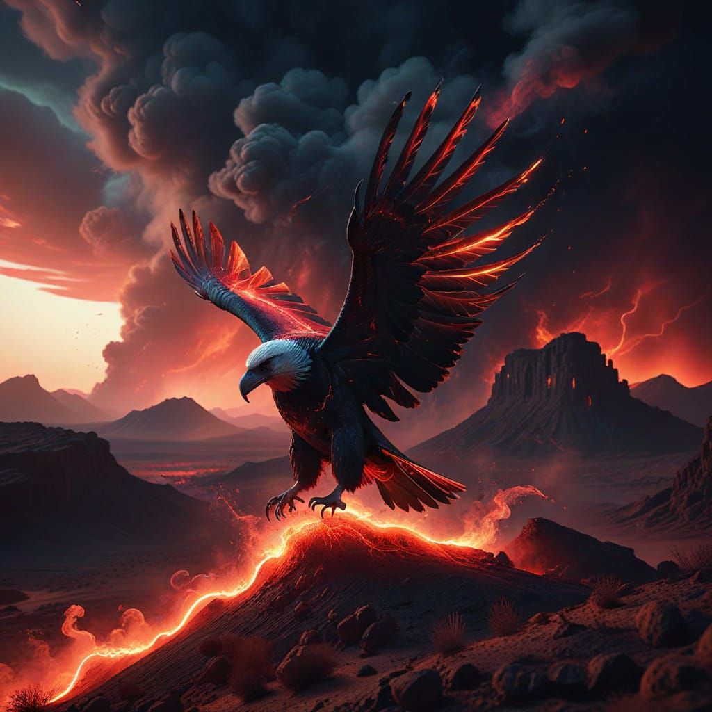 Ethereal Condor Made of Smoke in Neon Noir Style