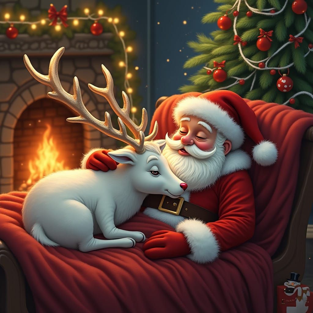 Surreal Christmas Scene in Whimsical Art Style