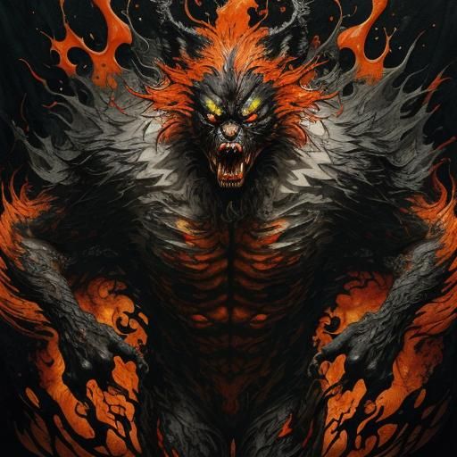 Enraged Ghost Werewolf in Liquid Watercolor Style