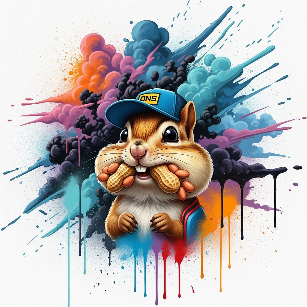 Chipmunk with Peanuts in Graffiti Art Style