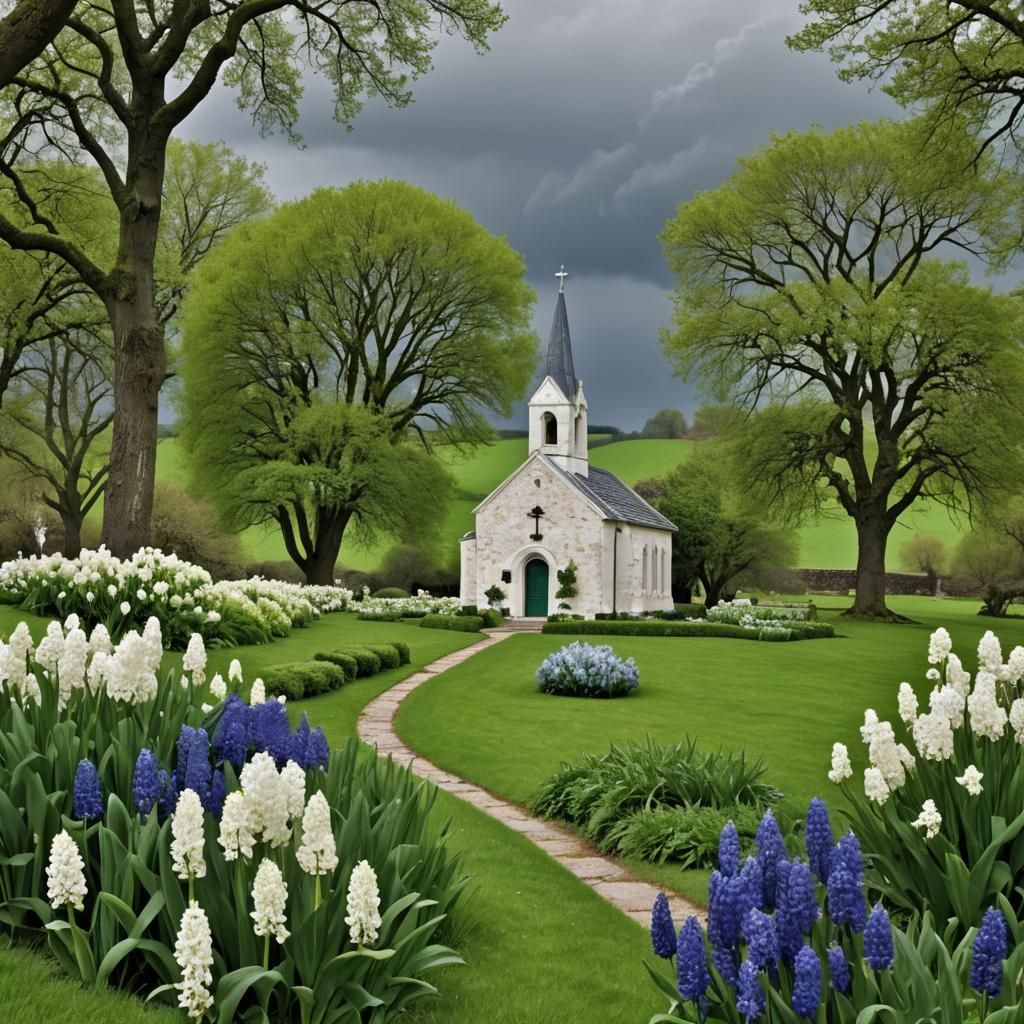 White Stone Chapel in Spring Thunderstorm