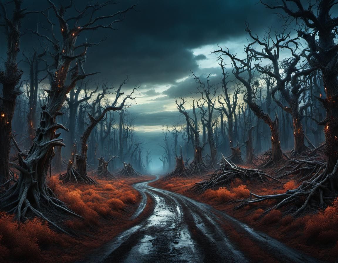 Dark Horror Punk Fantasy Forest Landscape