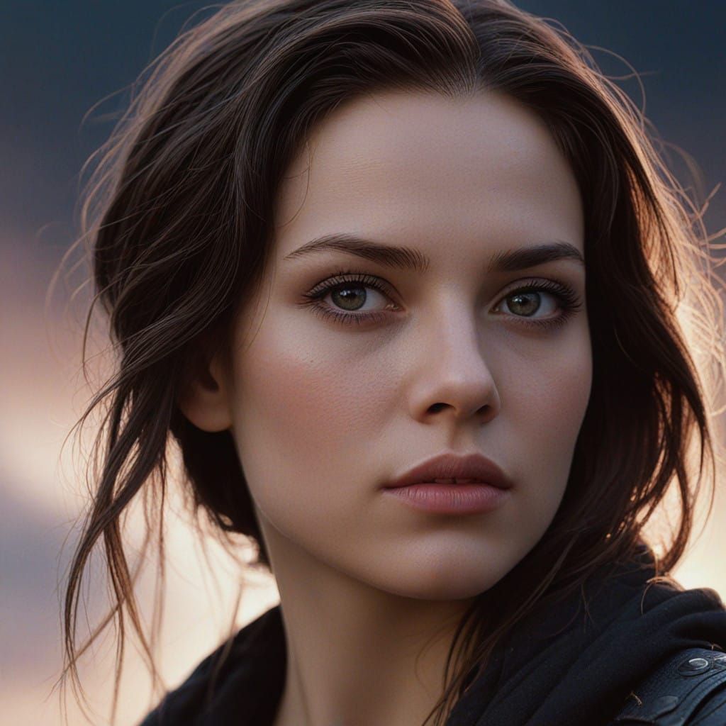 Close Up Portrait of a Young Woman in Cinematic Style