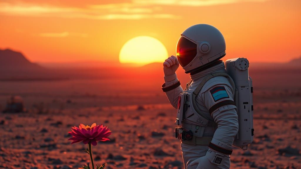 Astronaut with Prism on Alien Planet in Digital Art