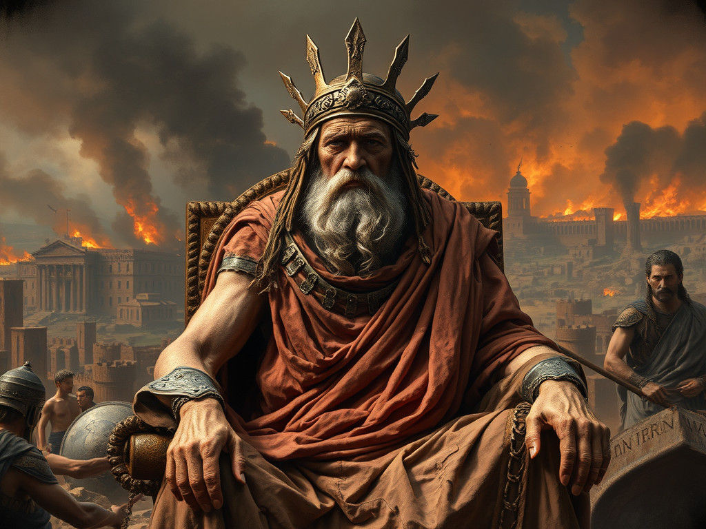 King Priam of Troy in Classical Greek Pottery Style