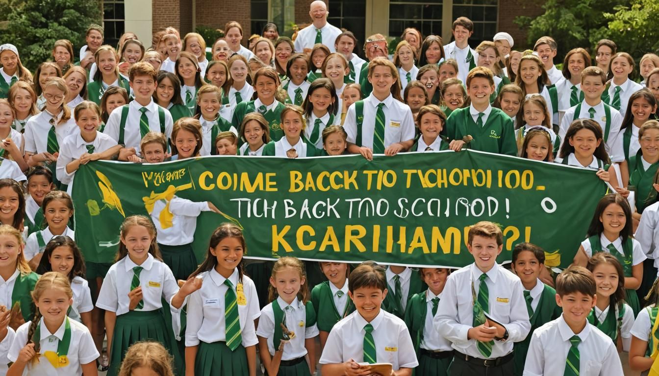 Welcome Back to School Banner with Cheerful Students