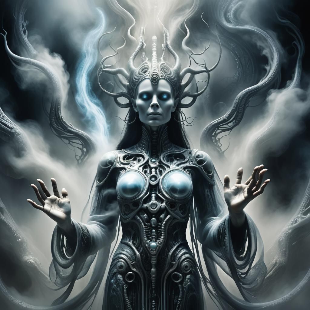 Mystic Healer Invocation in Biomechanical Surrealism