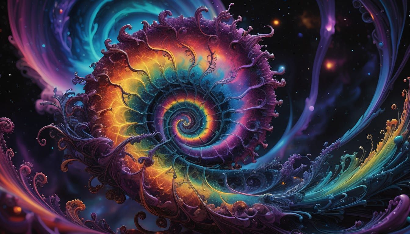 Cosmic Nautilus Nebula in Vibrant, High-Contrast Aesthetic